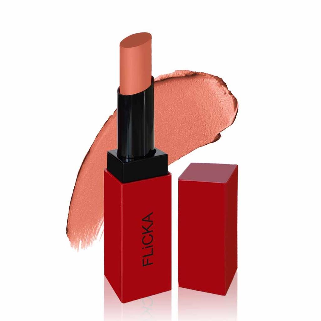 FLiCKA Lip Alert Matte Lipstick 07 Thunder - Nude - 3.8gm | Enriched With Vitamin E, Sulphate Free, Moisturizing, Long Lasting Upto 6Hrs