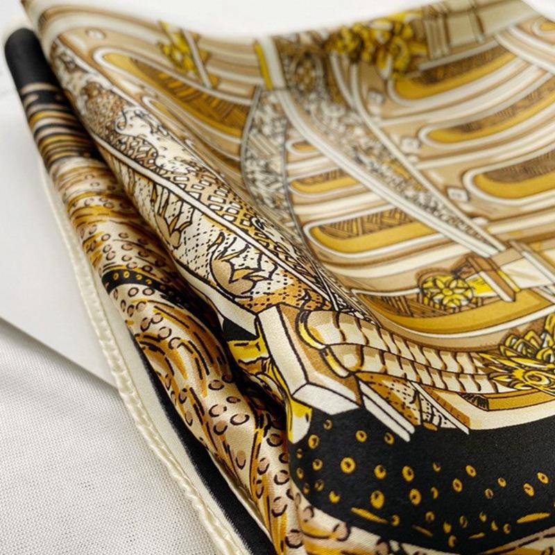 Tower Of Babel Black Gold Classic Versatile 90Cm Silk Satin Mulberry Silk Silk Scarf Large Square Scarf Silk Scarf Jurgen