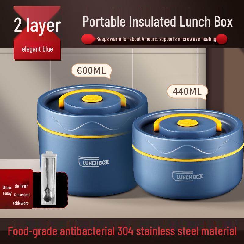 Extra Long Insulated Stainless Steel Bento Lunch Box - Microwaveable & Portable