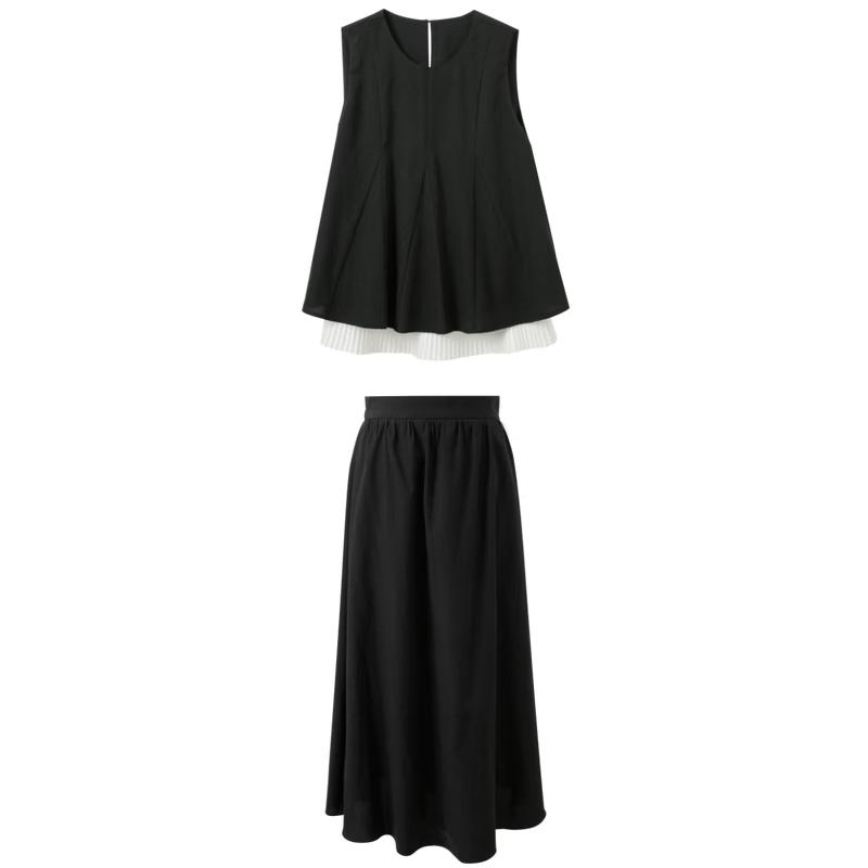 Sancai Layered Faux Two-Piece Top & A-Line Skirt Set