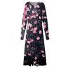 Women's  And Winter Casual Fashion V-neck Long Sleeve Print Long Dress