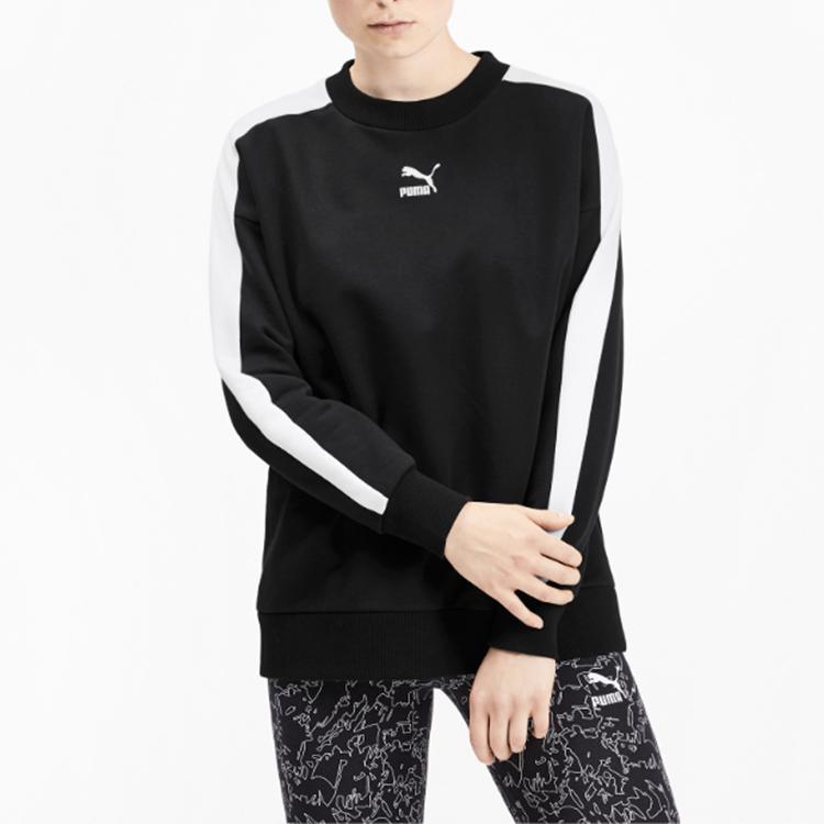 PUMA Casual Sports Crew Neck Sweatshirt Women Tops Black 595932-01