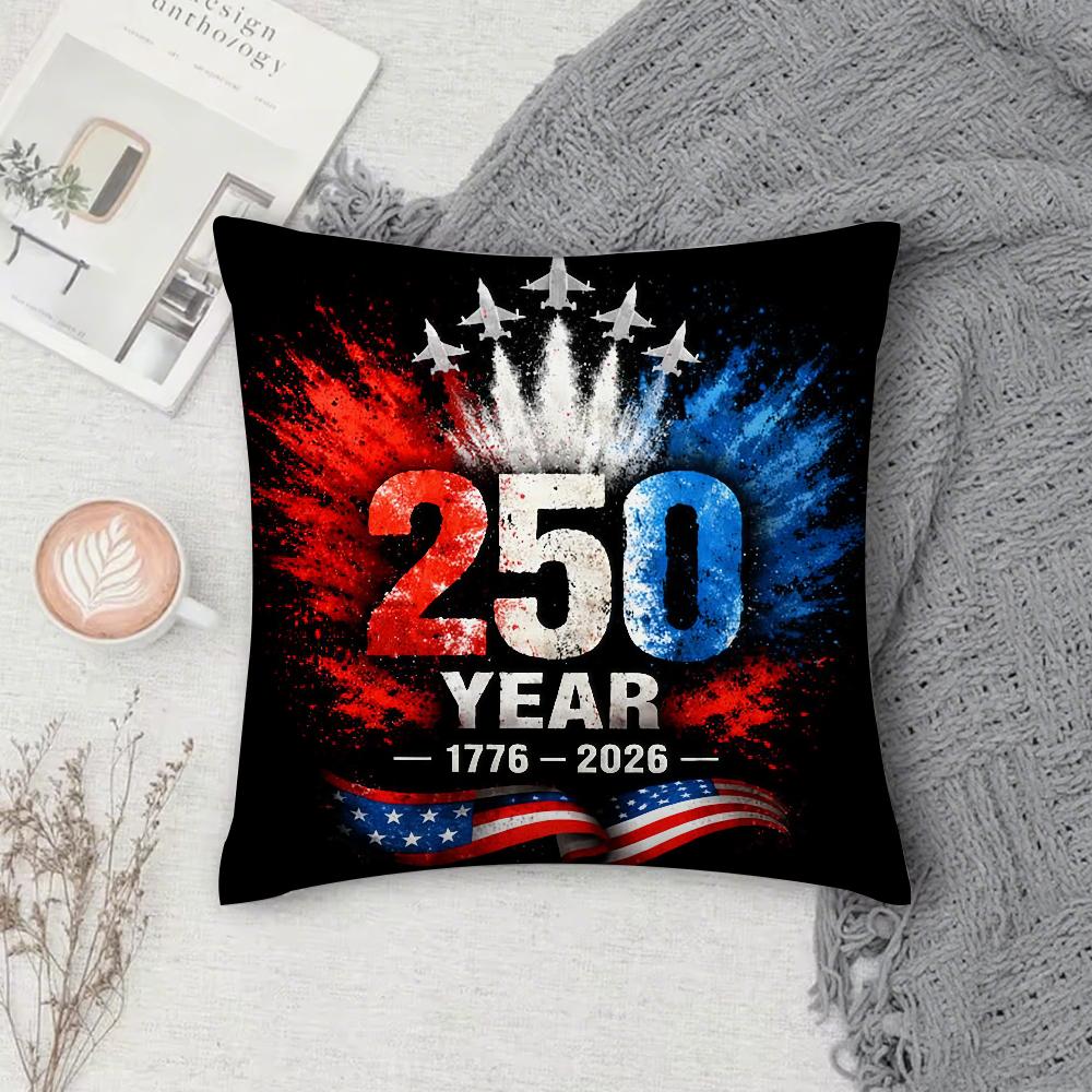 American th Anniversary Pillow Case Square DoubleSided Printing Sofa Cushion Cover Pillowcase Bedroom Bedside