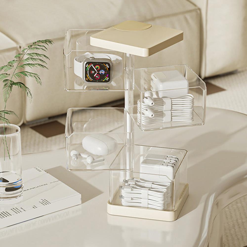 Rotating Storage Box Cosmetic Display Case Transparent Moisture-Proof Multi-layer Makeup Storage Shelf Powder Puff Organizer