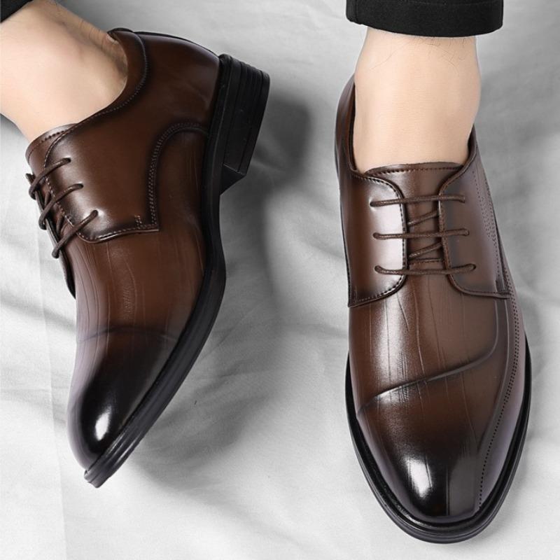 Men's Leather Shoes Dress Business Casual Leather Shoes Soft-soled Fashion Derby Shoes for Men's British Designer Wedding Shoe