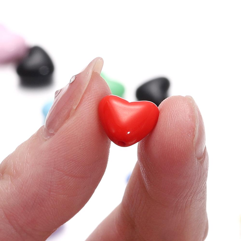 50pcs/Lot Heart Shape Acrylic Loose Spacer Beads for DIY Bracelet Necklace Jewelry Making Accessories Supplies Wholesale