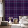 Purple Plum and Indigo Check Wallpaper for Living Room and Bedroom 50x1000