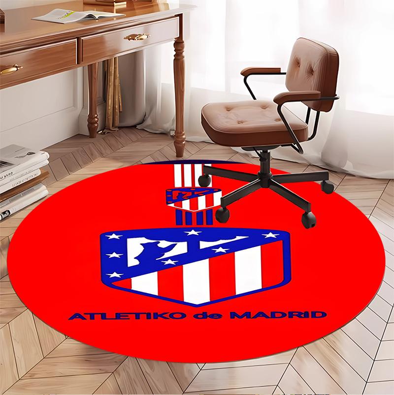 Atletico Madrid Pattern Round Rug, Indoor/Outdoor Mat, for Picnic, Gameroom, Bedroom, Office, Living Room, Home Decor Carpet, Birthday Gift