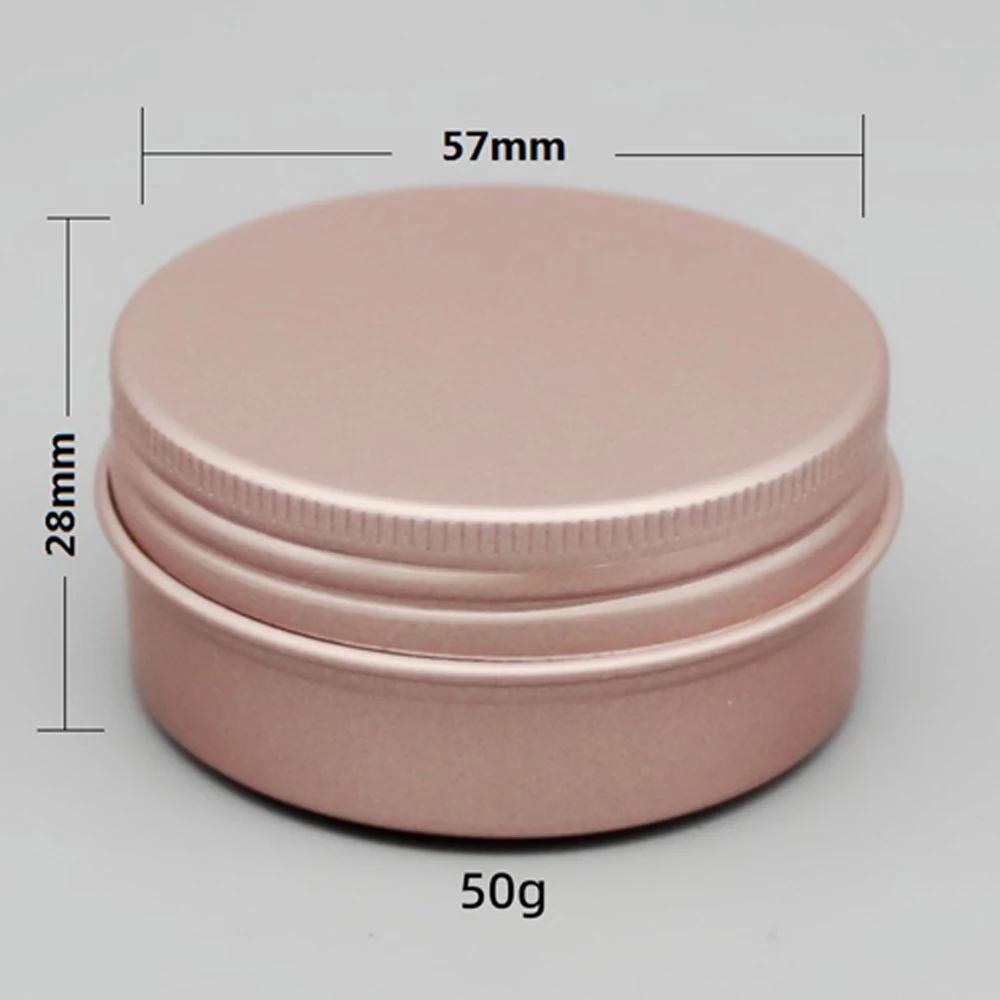 1/11/11/11/11/11/61g Rose Gold Round Empty Aluminum Box Lids Silvery Tin Cans Round Metal Box Empty Ceam Jar Cosmetic Containers