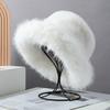 Plush hat female autumn and winter show small face warm ear protection plain face fluffy thickened versatile bucket hat