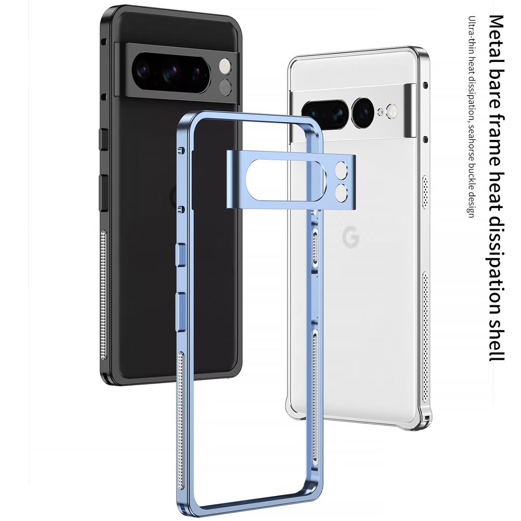 For Google Pixel 8 Pro Bumper Cases Metal Frame Heat Dissipation Cover with Lens Protector