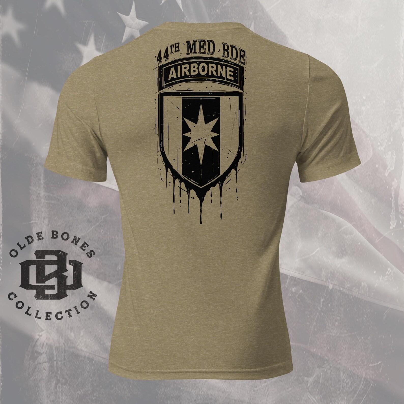 44th Medical Brigade Airborne Military T-Shirt, Olive Green Athletic Tee 3XL