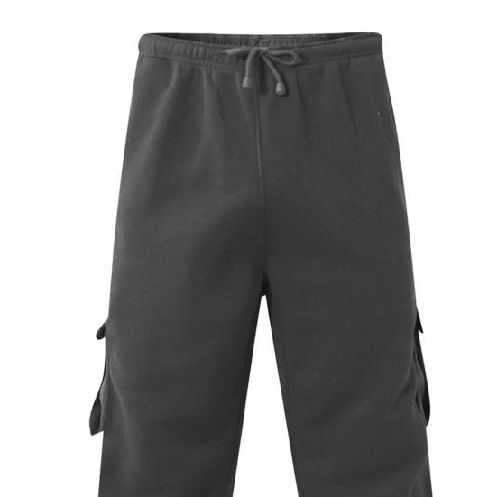 Yousheng Men Cargo Pants Elastic Waist Adjustable Drawstring Casual Overalls with Multi Pockets Solid Color Wide Leg Pants