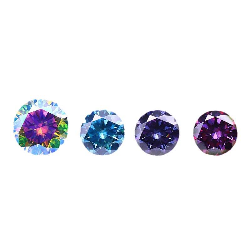 Round Multicolor Moissanite Stones: Red, Yellow, Blue, Green & Paraiba Colors