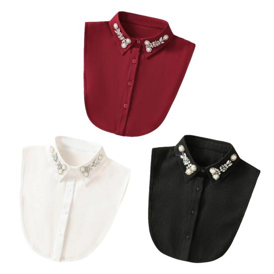 Fake Collar Shirt Rhinestones Faux Pearl Detachable Adjustable Embellished Tops Half Shirt Collar Formal Event Collar