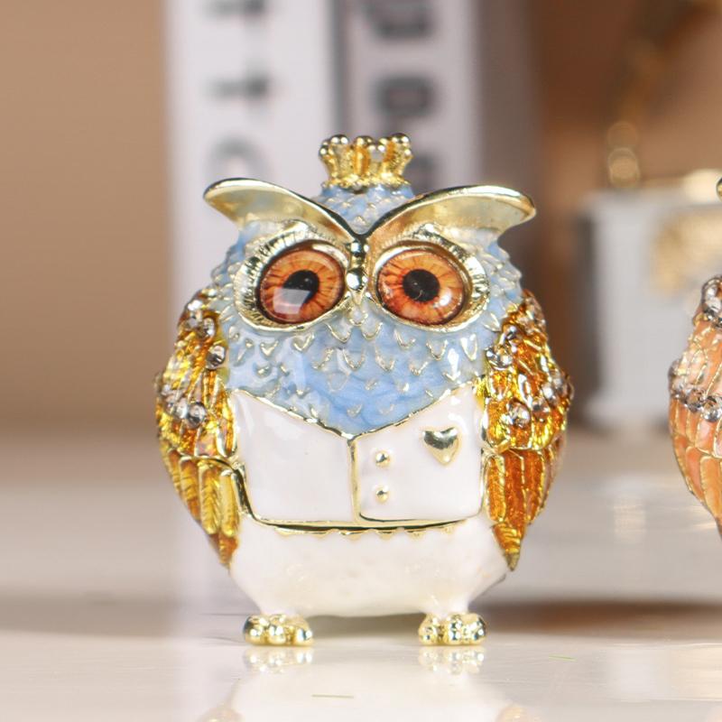 Owl Jewelry Box, Mini Jewelry Storage Box, Portable Travel Earrings, Necklace and Ring Organizer, Alloy Jewelry Display Box