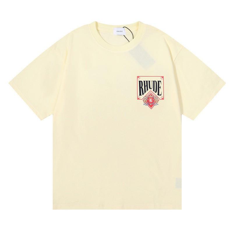 RHUDE Poker Print Cotton T-Shirt Men Women High Street Casual Top Everyday Wear