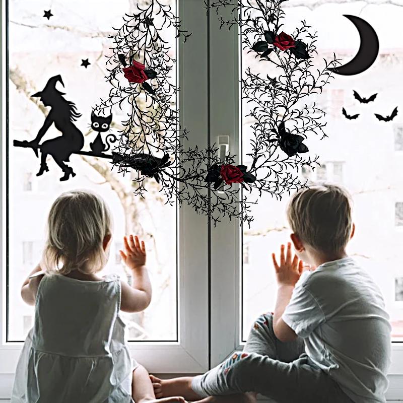 Halloween Artificial Tree Branches Decorative Hangings Ornament Simulated Rose Decoration Plastics Ornament 180cm