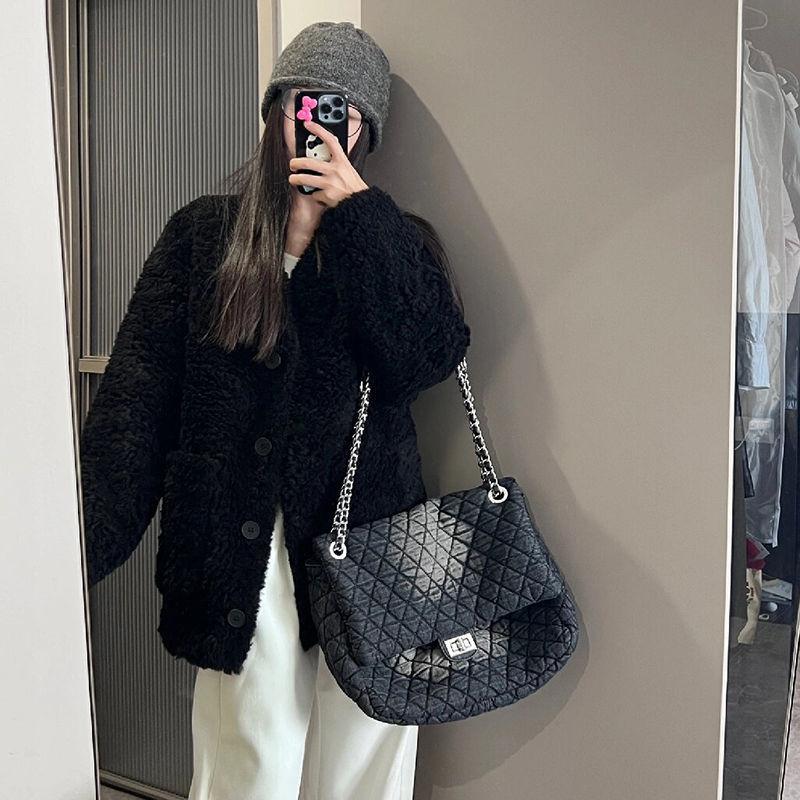 Winter collar with cotton imitation lamb fur jacket high feeling thickened wool coat women's cotton coat loose