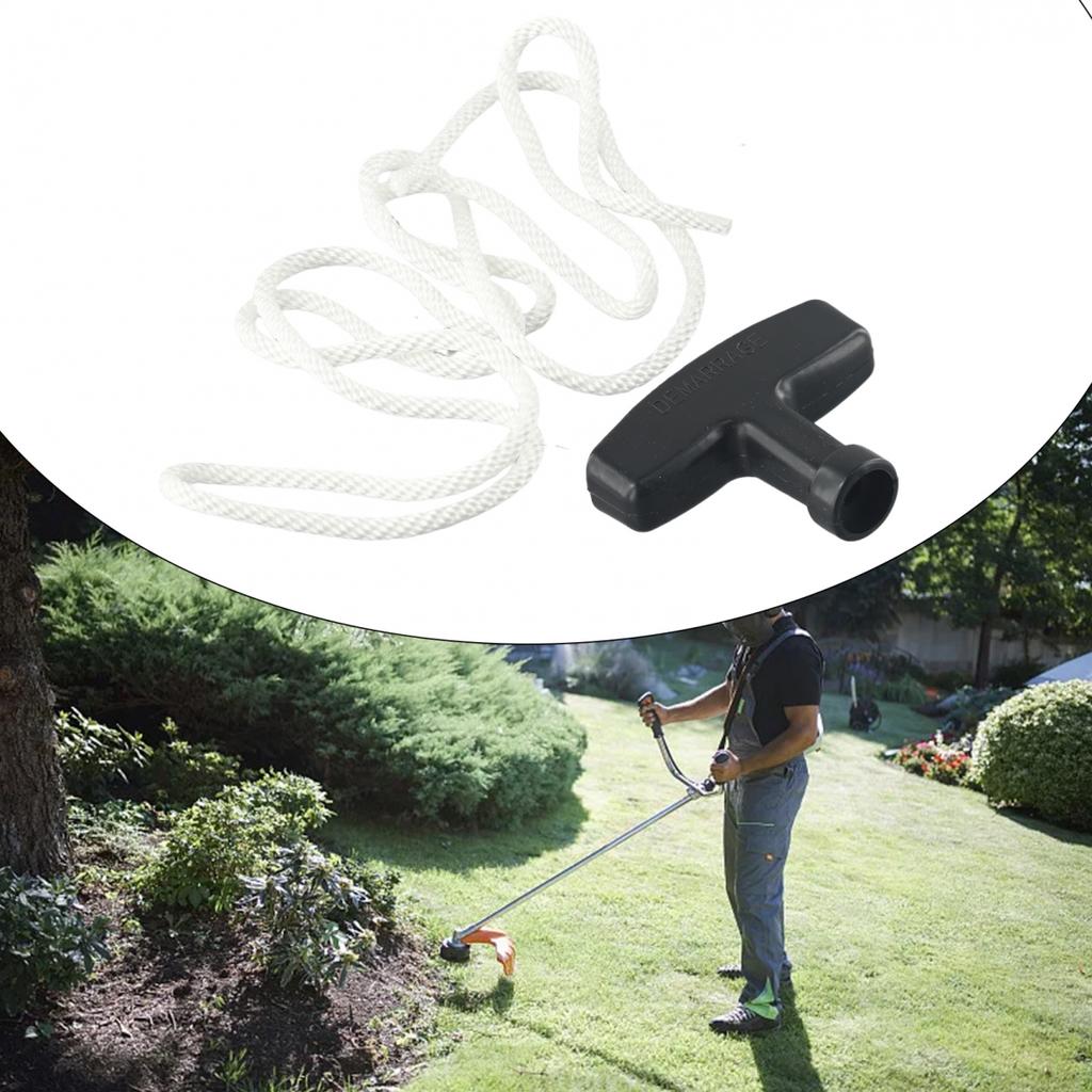 Rope & Pull Handle Petrol Lawnmowers Plastic& Polyester White Rope Brand New