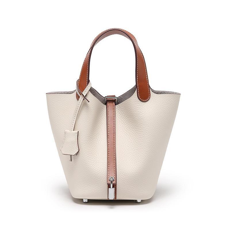 Vegetable Basket Bag Women's High-quality Leather Exquisite Bucket Bag, Niche Large-capacity Women's High-end Handbag