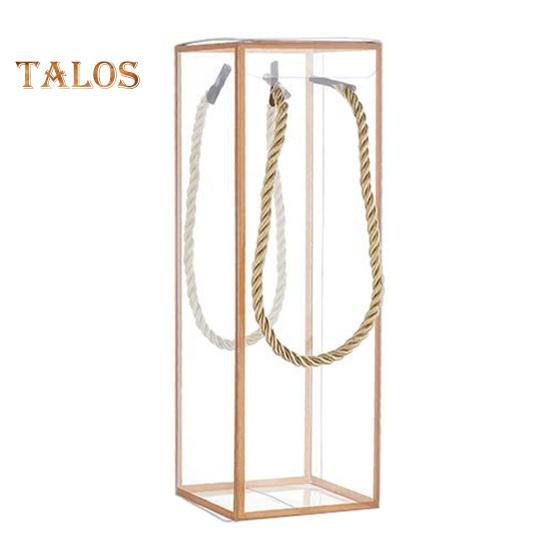 12 Pcs Clear Plastic Gift Box Transparent Cuboid Candy Box with Golden Borders And Cord Party Favor Wrapping Box for Bridal Gift Treats