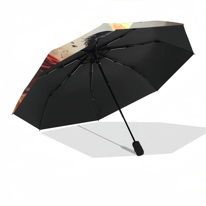1pc Superman Automatic Folding Umbrella - Compact 8-Rib Design, Durable Plastic & Iron1315L
