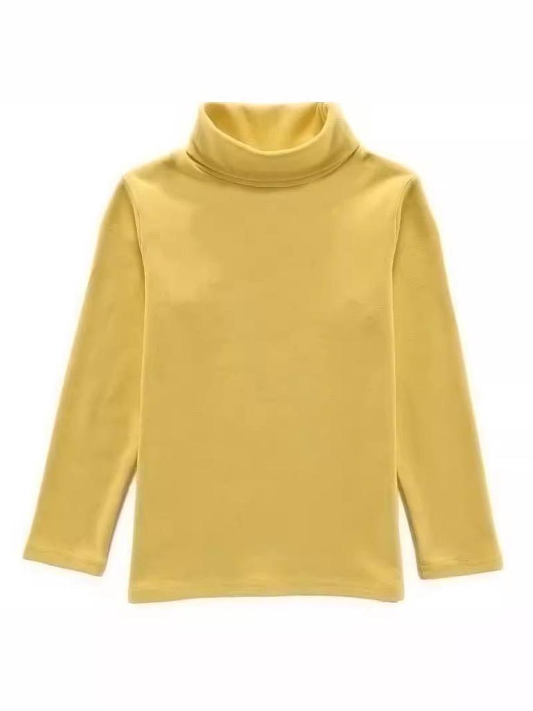 Kids' 2024 Cotton High Neck Long Sleeve T-Shirt – Cozy, Trendy Autumn/Winter Base Layer for Boys & Girls.