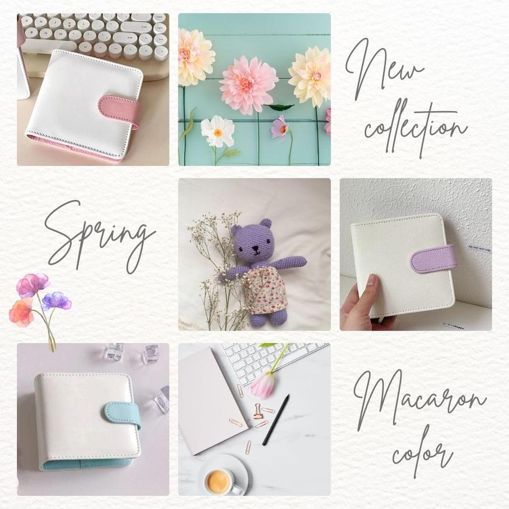 LINAXYZ Mini Binder for Trading Card Korean ID Membership and Refills White Moss 3-Ring Cards, Collectibles, Holders, Instax, Badges, Favorites,