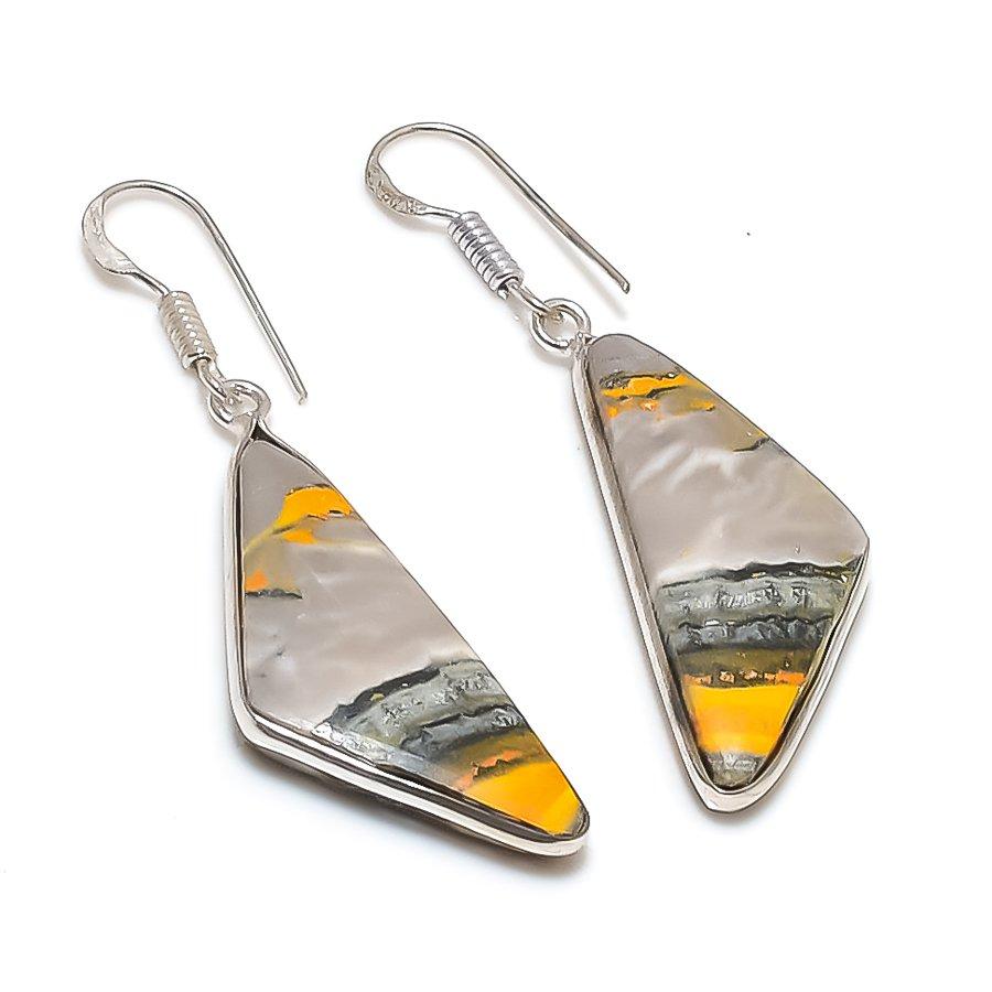 

Bumble Bee Jasper Handmade 925 Sterling Silver Jewelry Earring 2.05 q2q80