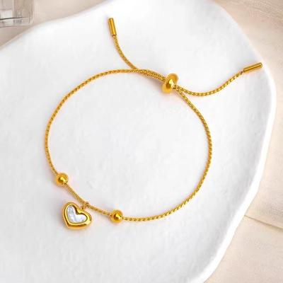 New Light Luxury Sweet Heart Pendant Stainless Steel Bracelet For Women Korean Fashion Sexy Female Wrist Chain Jewelry Wholesale