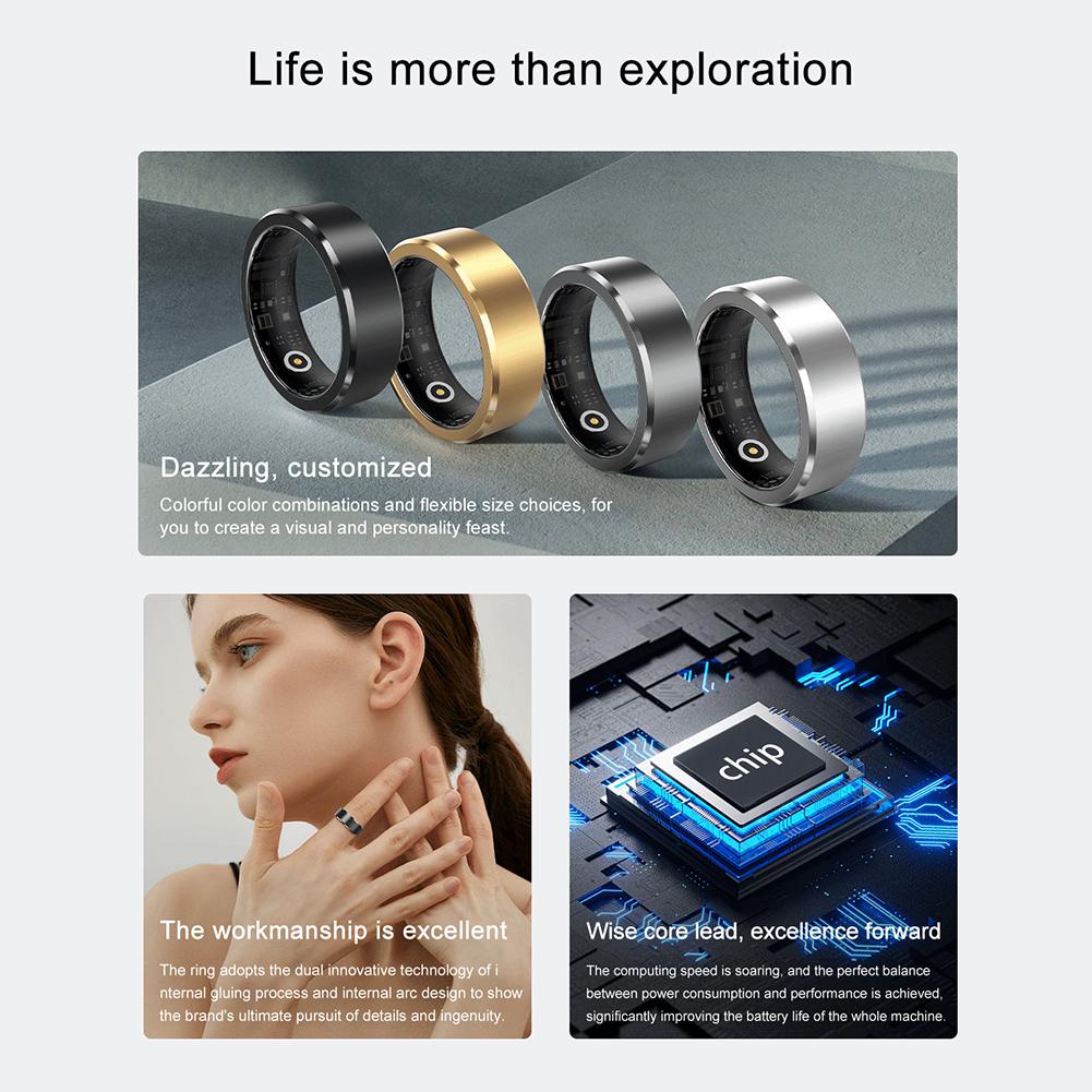 Smart Ring Waterproof Blood Oxygen Heart Rate Sleep Monitor Fitness Ring Activity & Sleep Tracker for Men Women for Android iOS