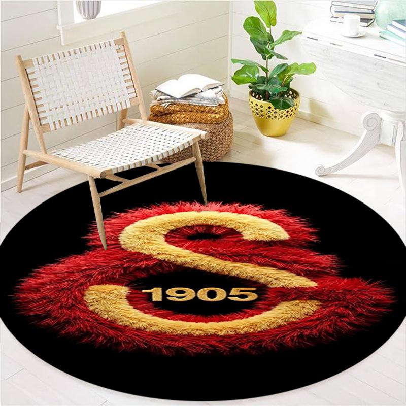 Galatasaray S Round Area Rug,Carpet Rug for Living Room Bedroom Sofa Playroom Decor,Non-slip Floor Mat
