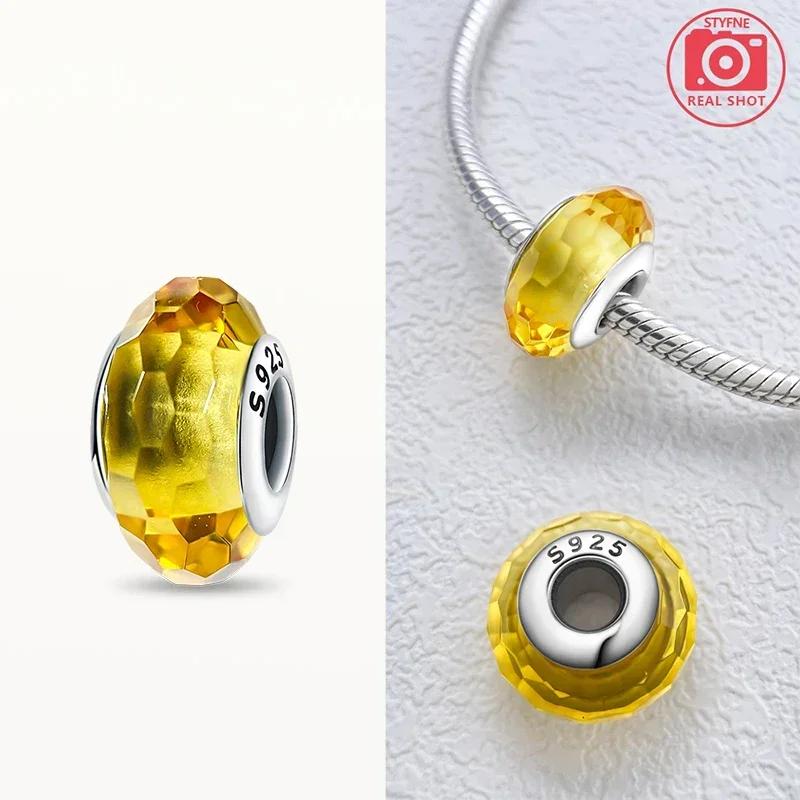 Real Coppercolored Shiny Murano Glass Beads Round Charms Fit Original Bracelet Diy Fine Jewelry Gifts For Women