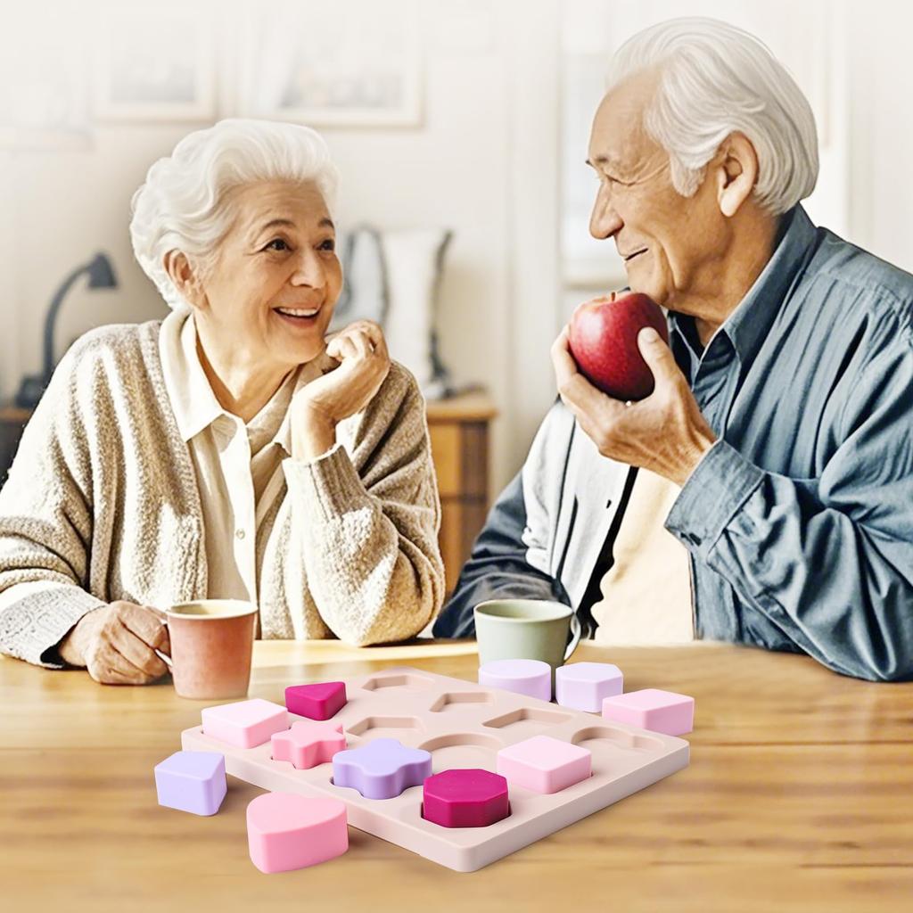 SILAIDESI Silicone Shape Matching Puzzle for Dementia and Alzheimer's Disease, a Cognitive Function Matching Game for Seniors, Sensory and Tactile