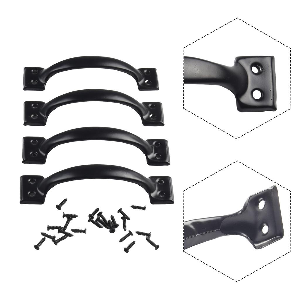 Black Barn Door Handles Decor Furniture Door Bow Drawer Handles Fashionable For Cabinet Drawer 138*30*33mm 4/8pcs