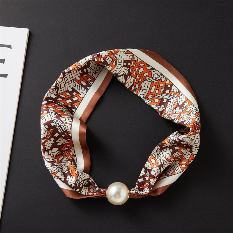 Magnetic Buckle Pearl Necklace with Silk Scarf – Fashionable, Versatile Spring/Summer Accessory for Women