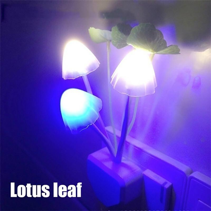Romantic Led Night Light Mushroom Sensor Plug-In Wall Lamp Home Decor