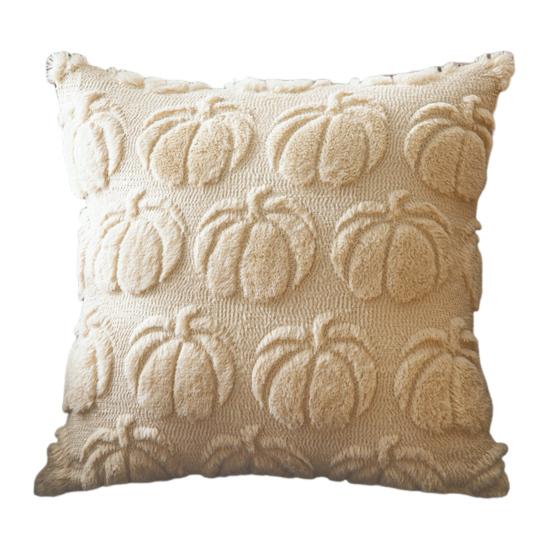 Decorative Pillow Case Embroidery Maple Leaves Pumpkin Pattern Pillow Cover Removable