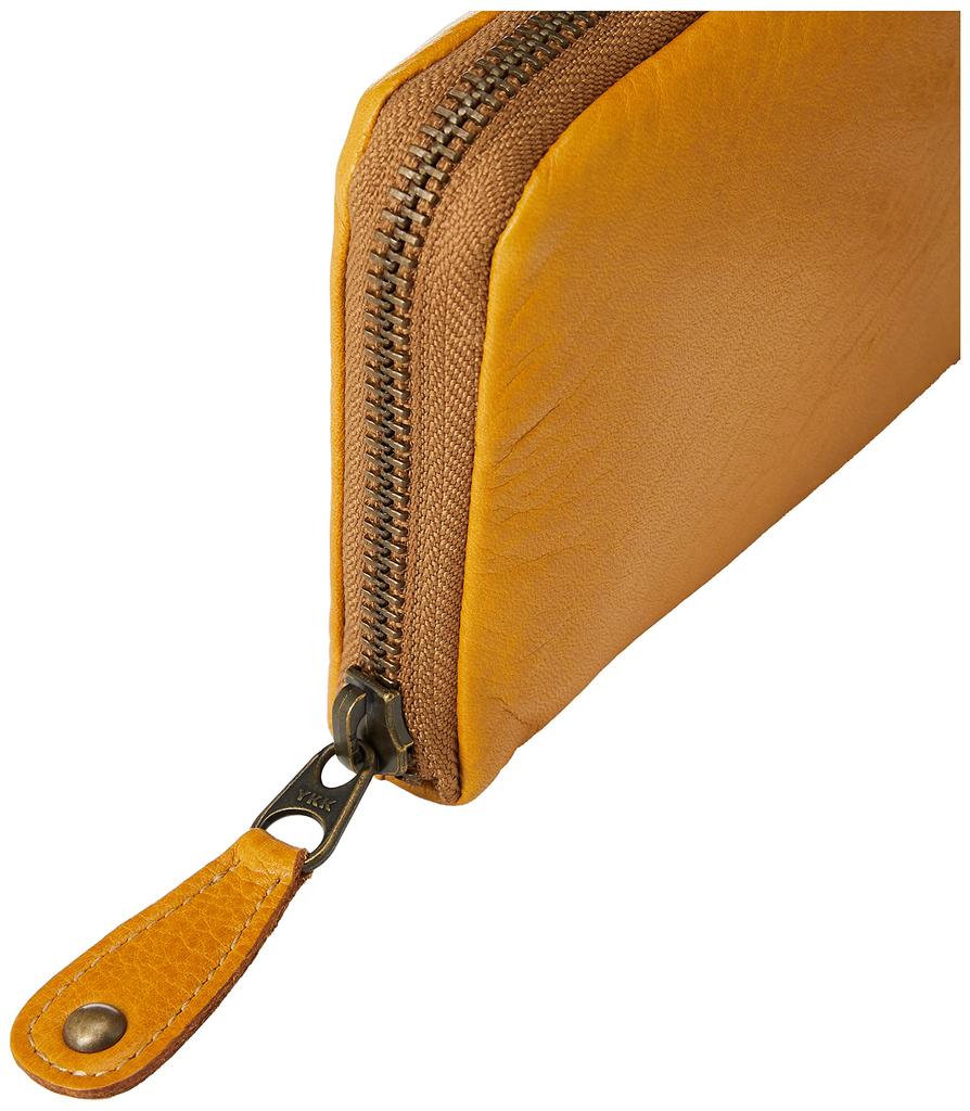 Moz Elk Leather Long Wallet with Genuine Cowhide for Men and 86181 Zip-Around Design, Leather, Women, No. (Camel)