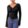 Autumn Winter Solid Slim Base Layer T Shirt Long Sleeve Shirt Women's Sexy V Neck Fashion Daily Basic Office Lady Casual Slim Fit Ladies Elegant Top