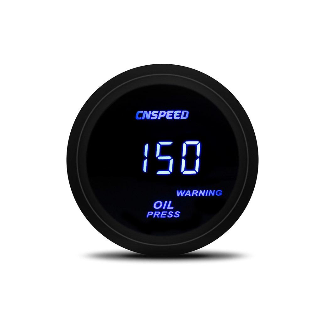 CNSPEED 2" 52mm Auto Digital Display Oil Pressure Gauge 0-150Psi Blue Led Light Oil Press Gauge & Oil Pressure Sensor Car Meter