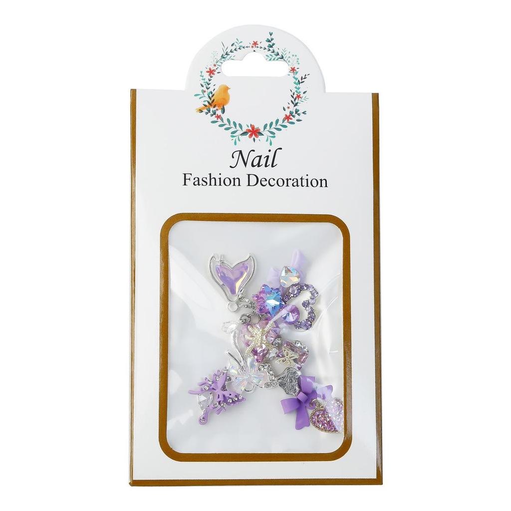 Nail Art Accessories: Alloy Rhinestone Set with Bow, Heart, Fishtail DIY Decorations