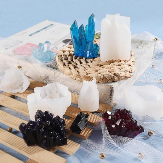 Moule en Silicone Réutilisable Forme Irrégulière Antiadhésif Texture Claire Résistant à la Chaleur Bricolage Qualité Alimentaire Forme de Grappe de Cristal Artificiel Pierre