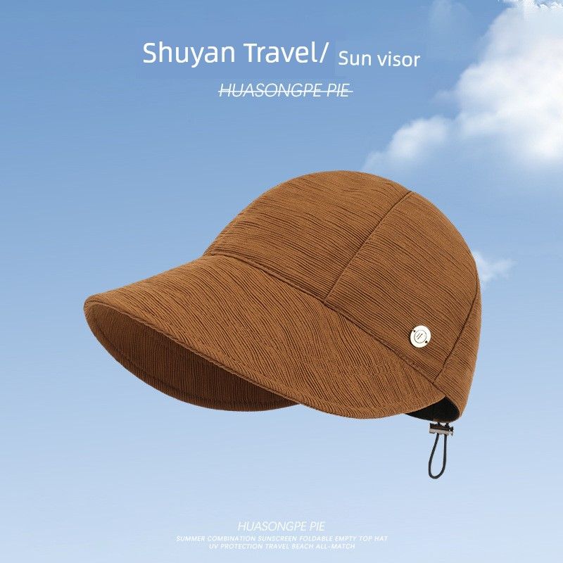 

Zhao Lusi Same Hat Female Summer Outdoor Travel Ruched Thin Bucket Hat Female High Quality Sun Sunhat C2193 Twill circle FF sun hat camel M(56-58cm)