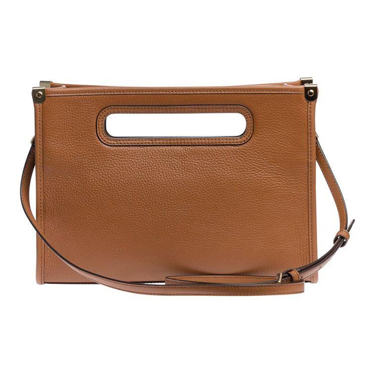 Michael Kors MK Jane Solid Color Zipper Fashion Simple Leather Clutch Coin Purse Commuter Tote Bag Large Women Handbags Brown 30T1GJBC3L-LUGGAGE