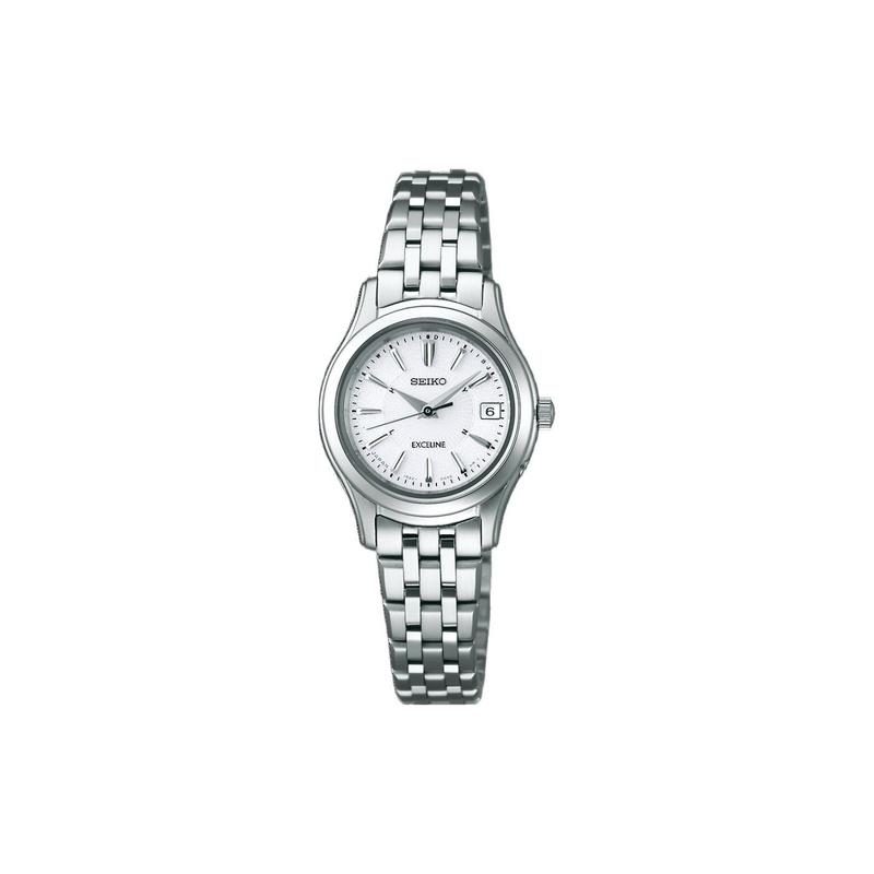 SEIKO DOLCE series date display solar Quartz Steel Strap women s watch white dial SWCW023 синий