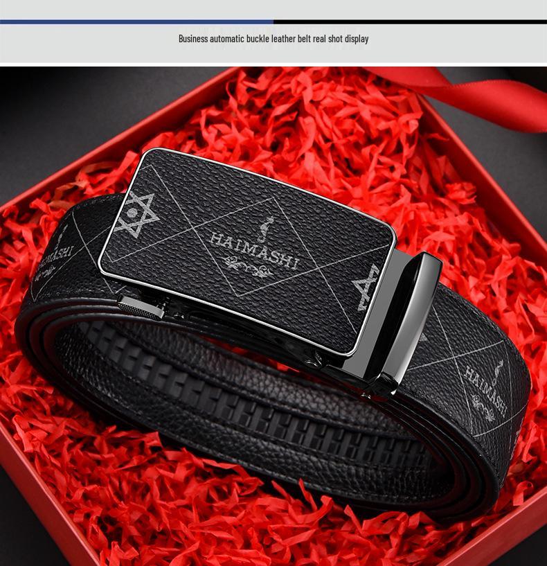 Emperor Men's Genuine Leather Automatic Buckle Belt: High-Quality, Versatile, Trendy