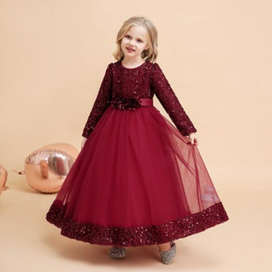 Girls' Formal Sequin Princess & Party Dress - Flower Girl, Long Piano Performance Attire
