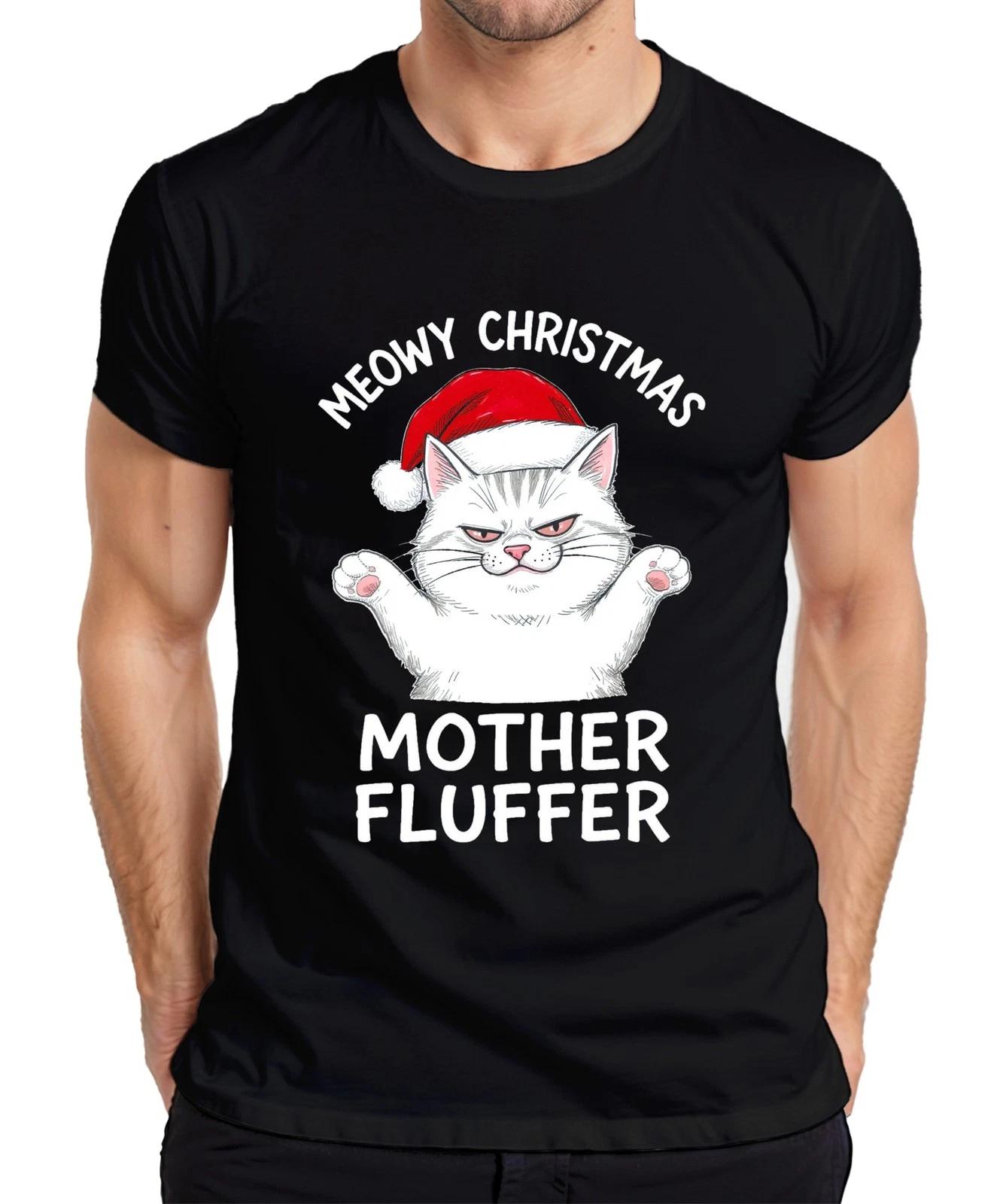 MEOWY CHRISTMAS MOTHER FLUFFER Weihnachten Katze Geschenk Lustig Herren T-Shirt M